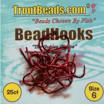 Troutbeads Bead Hooks Red Size #6 25/pk