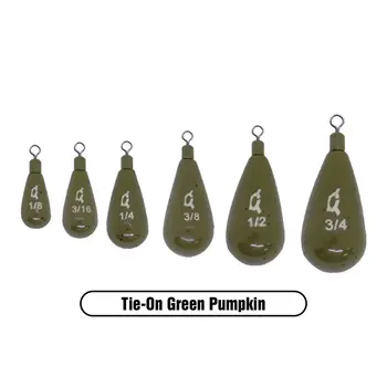 X Zone Tungsten Tie-On Tear Drop Shot Weight 3/8oz Green Pumpkin 3-pk