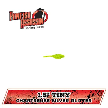 Tiny Shad. 1.5"Chartreuse Silver Glitter 15-pk