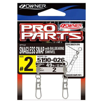 Owner Stainless Snagless Snap w/BB Swivel #1 31lb 2-pk