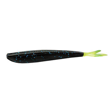 Lunker City Fin-S-Fish Black Blue Chartreuse Tail 4" 8-pk