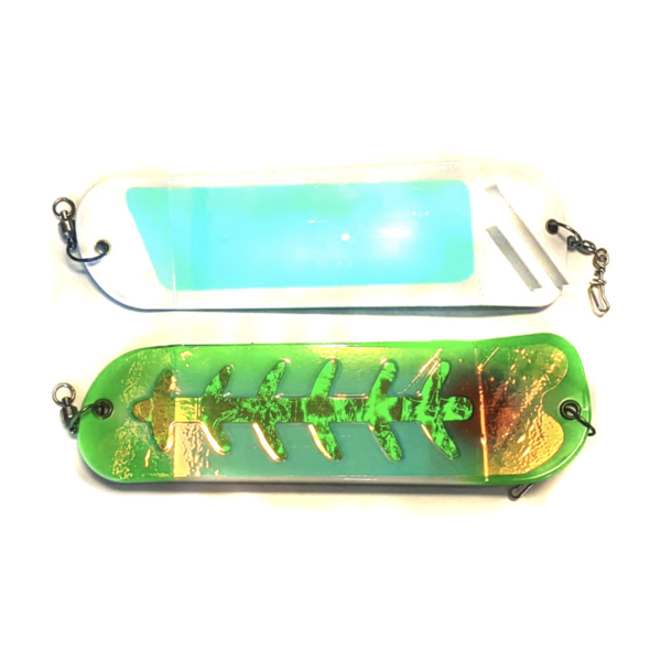 Salmon Candy Flasher 8" White Green Jeans UV