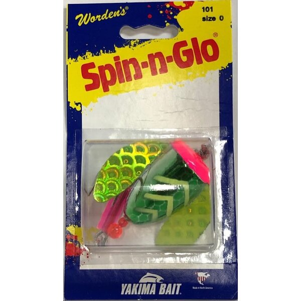 Yakima Worden's Spin-N-Glow Rigged Metallic Lime Pink Tiger Size 0