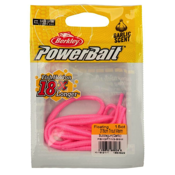 PowerBait Floating 3" Garlic Trout Worm Bubblegum 15-pk