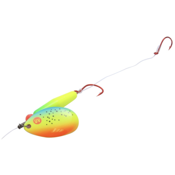 Northland Pro-Walleye Float’N Crawler Harness. UV Hot Steel