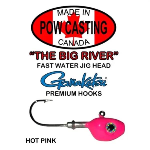The Big River Fast Water Jig Head. 1/2oz Hot  Pink 2-pk