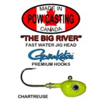 The Big River Fast Water Jig Head. 1/2oz Chartreuse 2-pk