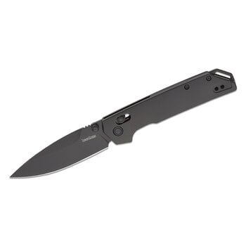 Kershaw 2038BLK Iridium DuraLock KVT Folding Knife 3.4" D2 Black PVD Spear Point Blade, Black Aluminum Handles, Reversible Clip, AXIS/Crossbar Lock