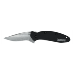 Kershaw Kershaw 1620OL Ken Onion Scallion Assisted Flipper Knife 2.25" Bead Blast Plain Blade, Black Stonewash  Aluminum Handles, Liner Lock