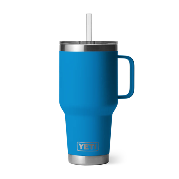 Yeti Rambler 1L Straw Mug w/Straw Lid. Big Wave Blue