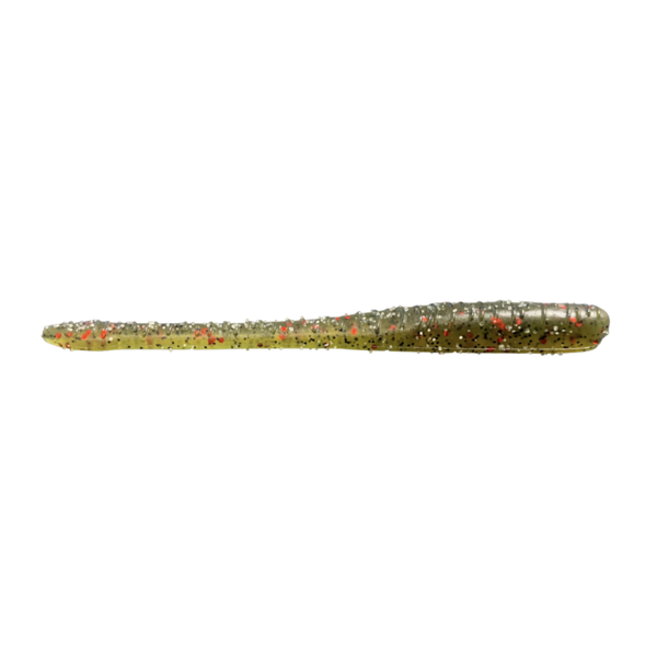 Great Lakes Finesse Drop Worm 4" Green Pumpkin Red 8-pk