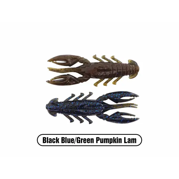 X Zone Stealth Finesse Series 2.5" Scented Stealth Craw. Black Blue/Green Pumpkin Lam