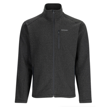 Simms Men's Rivershed Full Zip Fleece. Black Heather