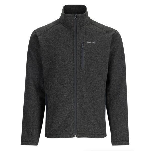 Simms Men's Rivershed Full Zip Fleece. Black Heather