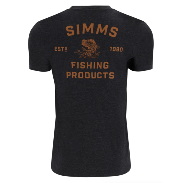 Simms Men's Stacked Bass T-Shirt. Charcoal Heather