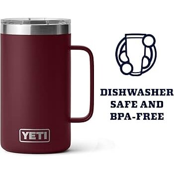 Yeti Rambler 709mL Mug with Magslider Lid. Wine Vine Red