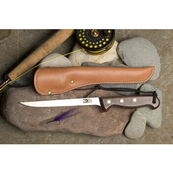 Fillet Knife Leather Sheath with Rosewood Handle 6"