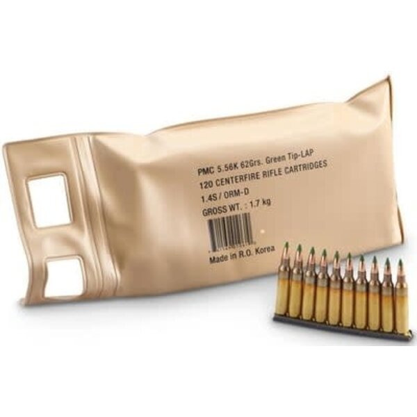 PMC X-Tac Battle Pack Rifle Ammunition 5.56mm 62 gr Green Tip 2920 fps 120ct