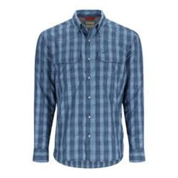 Simms Men's Big Sky LS Shirt Neptune/Midnight Plaid Medium - Reg. $109.99