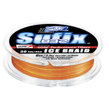 Sufix 832 Ice Braid. 8lb 50yds Fire Camo