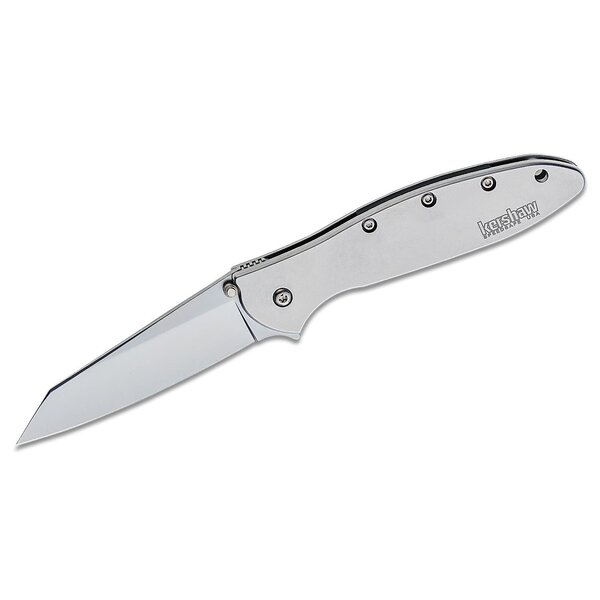 Kershaw 1660R Ken Onion Random Leek Assisted Flipper Knife 3" Sandvik 14C28N Bead Blasted Reverse Tanto Blade and Stainless Steel Handles, Frame Lock