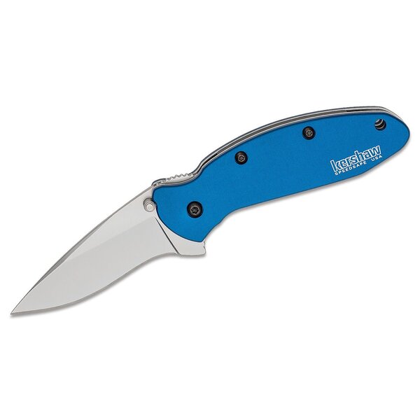 Kershaw 1620NB Ken Onion Scallion Assisted Flipper Knife 2.25" Bead Blast Plain Blade, Navy Blue Aluminum Handles, Liner Lock