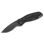 Kershaw 1670GBBLKST Ken Onion Blur Assisted Folding Knife 3-3/8" Black Combo 14C28N Blade, Glass Breaker, Black Aluminum Handles, Liner Lock