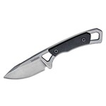 Kershaw 2085 Brace Fixed Blade Neck Knife 2" Stonewashed Drop Point Blade, Black GFN Handles, Plastic Sheath