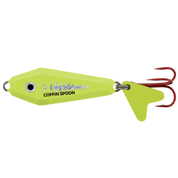 Northland Buck-Shot Coffin Spoon. 3/8oz Super Glo Exo Chartreuse