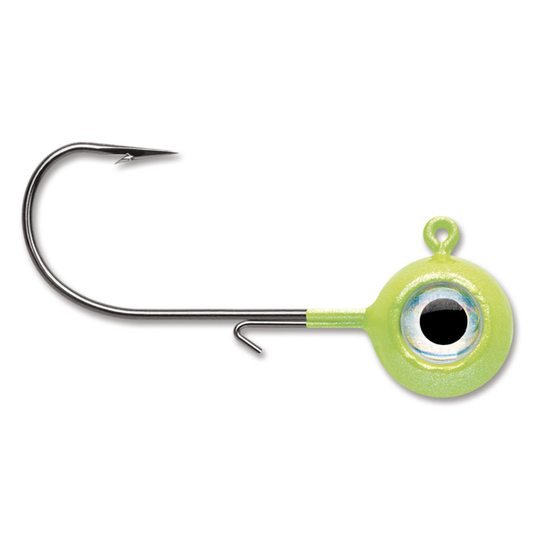 VMC Neon Moon Eye Jig. 1/8oz Glow Chartreuse 4-pk