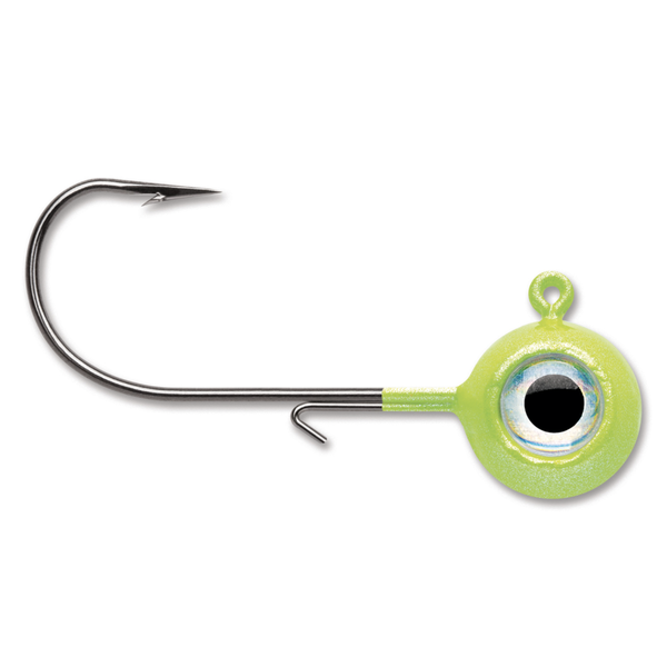 VMC Neon Moon Eye Jig. 1/4oz Glow Chartreuse 4-pk