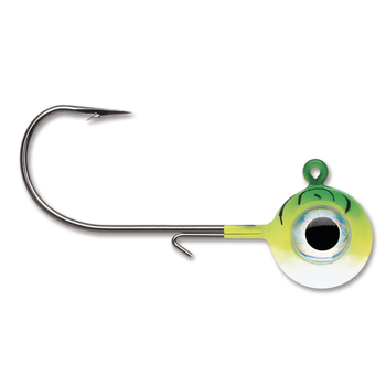 VMC Neon Moon Eye Jig. 1/4oz Green Fire UV 4-pk