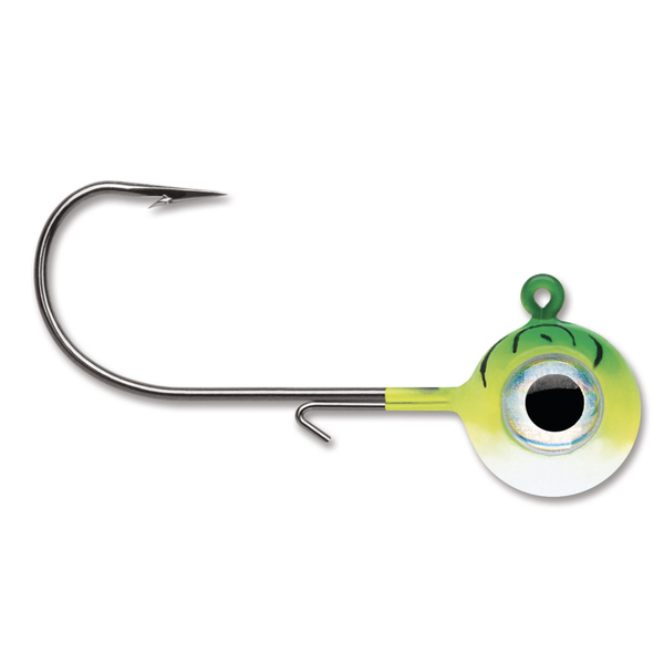 VMC Neon Moon Eye Jig. 1/4oz Green Fire UV 4-pk