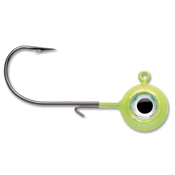 VMC Neon Moon Eye Jig. 1/16oz Glow Chartreuse 2-pk