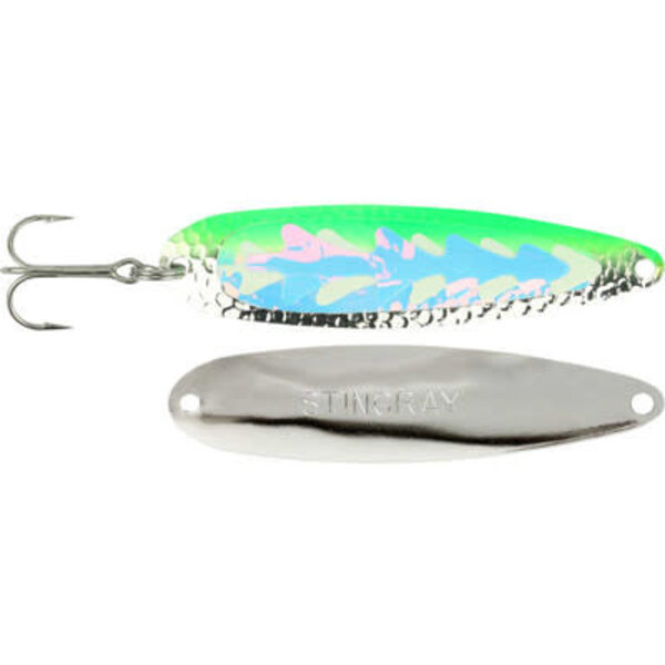 Michigan Stinger Stingray Spoon. UV Hammered Green Alewife