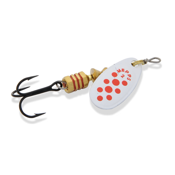 Mepps Comet Size 2 1/6oz White Red Dot