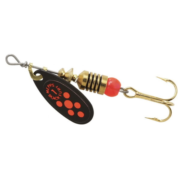 Mepps Black Fury Size 1 1/8oz Fluorescent Red Dot