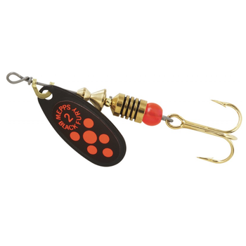 Mepps Black Fury Size 2 1/6oz Black Fluorescent Red Dot