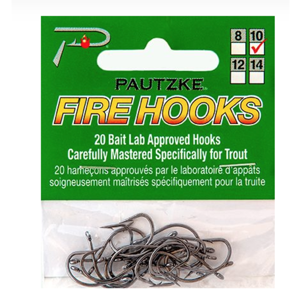 Pautzke Bait Co. Fire Hooks Size 10 20/pkg