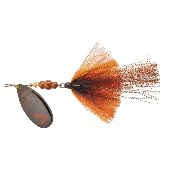 Mepps Bronze Slammer #3 Black Nickel Blade Fire Craw Tail 1/4oz