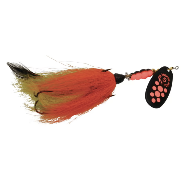 Mepps Black Fury Tandem Bucktail 7/8oz Red Dot Firetiger Tail