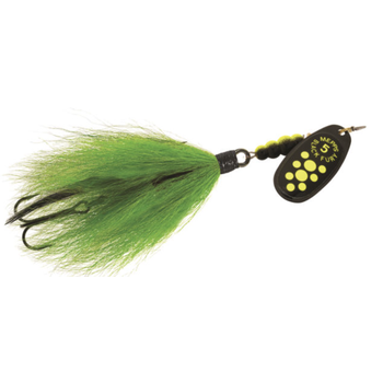 Mepps Black Fury Tandem Bucktail 7/8oz Chartreuse Dot Chartreuse Tail