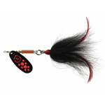 Mepps Musky Killer Black Fury Dressed Fluorescent Dot Red Black Tail 3/4oz