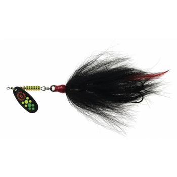 Mepps Musky Killer Tandem Black Fury Dressed Firetiger Dot Black Tail 1-1/3oz