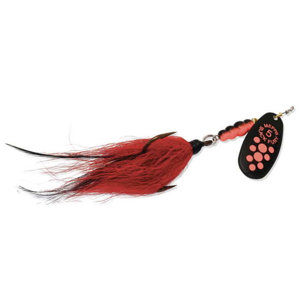 Mepps Musky Killer Tandem Black Fury Dressed Fluorescent Dot Red Tail 1-1/3oz