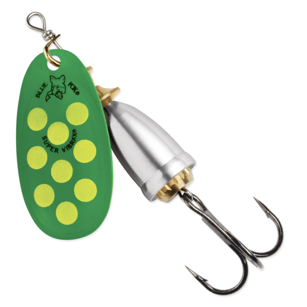Blue Fox Classic Vibrax 3/8oz Spinner Fluorescent Green Yellow Silver