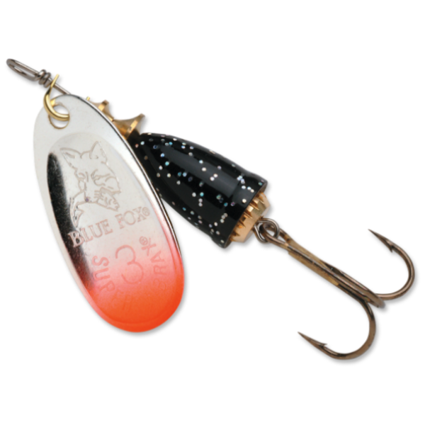 Blue Fox Classic Vibrax 3/16oz Spinner Red Tipped Silver Flake