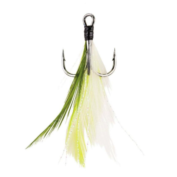 Berkley Fusion19 Feathered Treble Hook Size 2 4-pk White Chartreuse