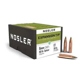 Nosler E-Tip Rifle Bullet 6mm 90gr 59165 Bullet Type: Spitzer Boat Tail (SBT)