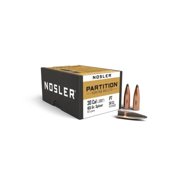 Nosler Partition 30cal 165Gr Partition Spitzer Bullets 50 Pack